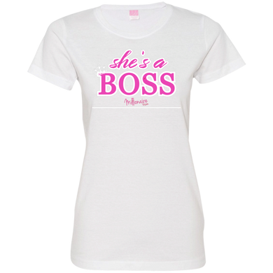 She's A Boss T-Shirt - White/Pink