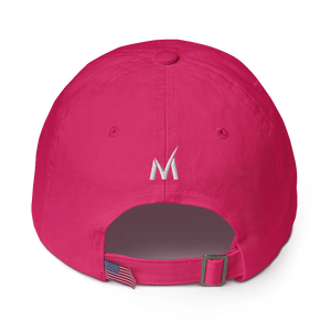 Signature Dad Hat - Dark Pink/White