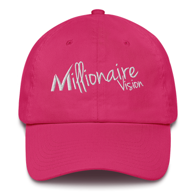 Signature Dad Hat - Dark Pink/White