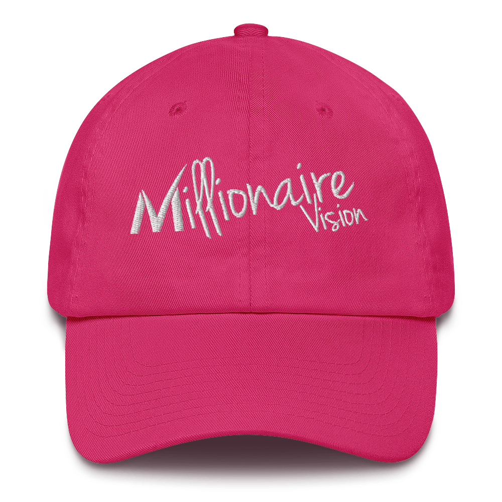 Signature Dad Hat - Dark Pink/White